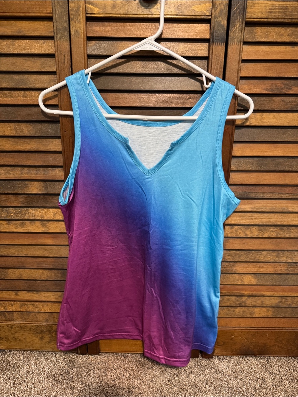 Women's Ombre V-Neck Tank Top - Blue to Purple